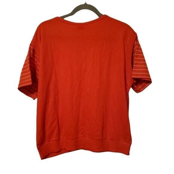 Justin Allen Womens Sz 42 Red Solid Short Sleeve Blouse - Picture 5 of 9